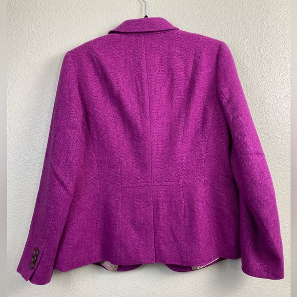 Talbots Wool Herringbone Magenta Pink Barbie Blazer Suit Jacket Womens 10 Office - Picture 2 of 14